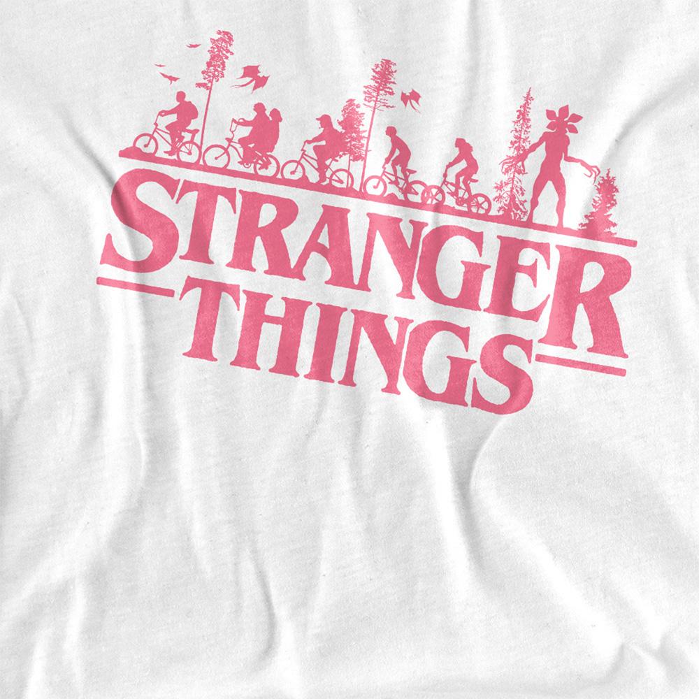 White - Side - Stranger Things Womens-Ladies Silhouette Bike Logo T-Shirt