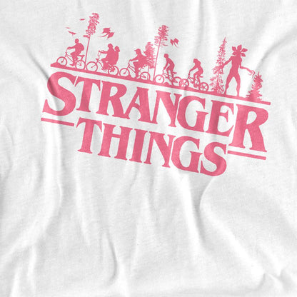 White - Side - Stranger Things Womens-Ladies Silhouette Bike Logo T-Shirt