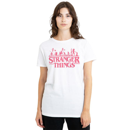 White - Lifestyle - Stranger Things Womens-Ladies Silhouette Bike Logo T-Shirt