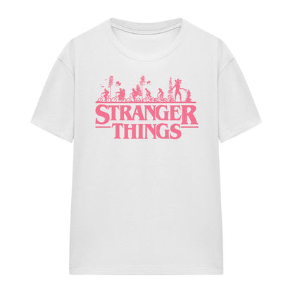 White - Front - Stranger Things Womens-Ladies Silhouette Bike Logo T-Shirt