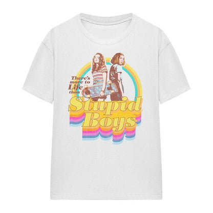 White - Back - Stranger Things Womens-Ladies Stupid Boys T-Shirt