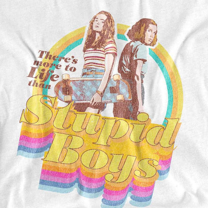 White - Lifestyle - Stranger Things Womens-Ladies Stupid Boys T-Shirt