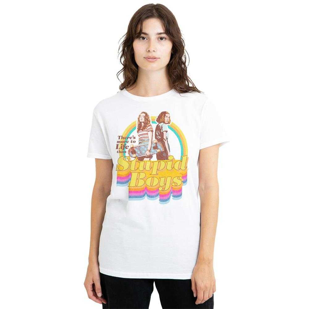 White - Pack Shot - Stranger Things Womens-Ladies Stupid Boys T-Shirt