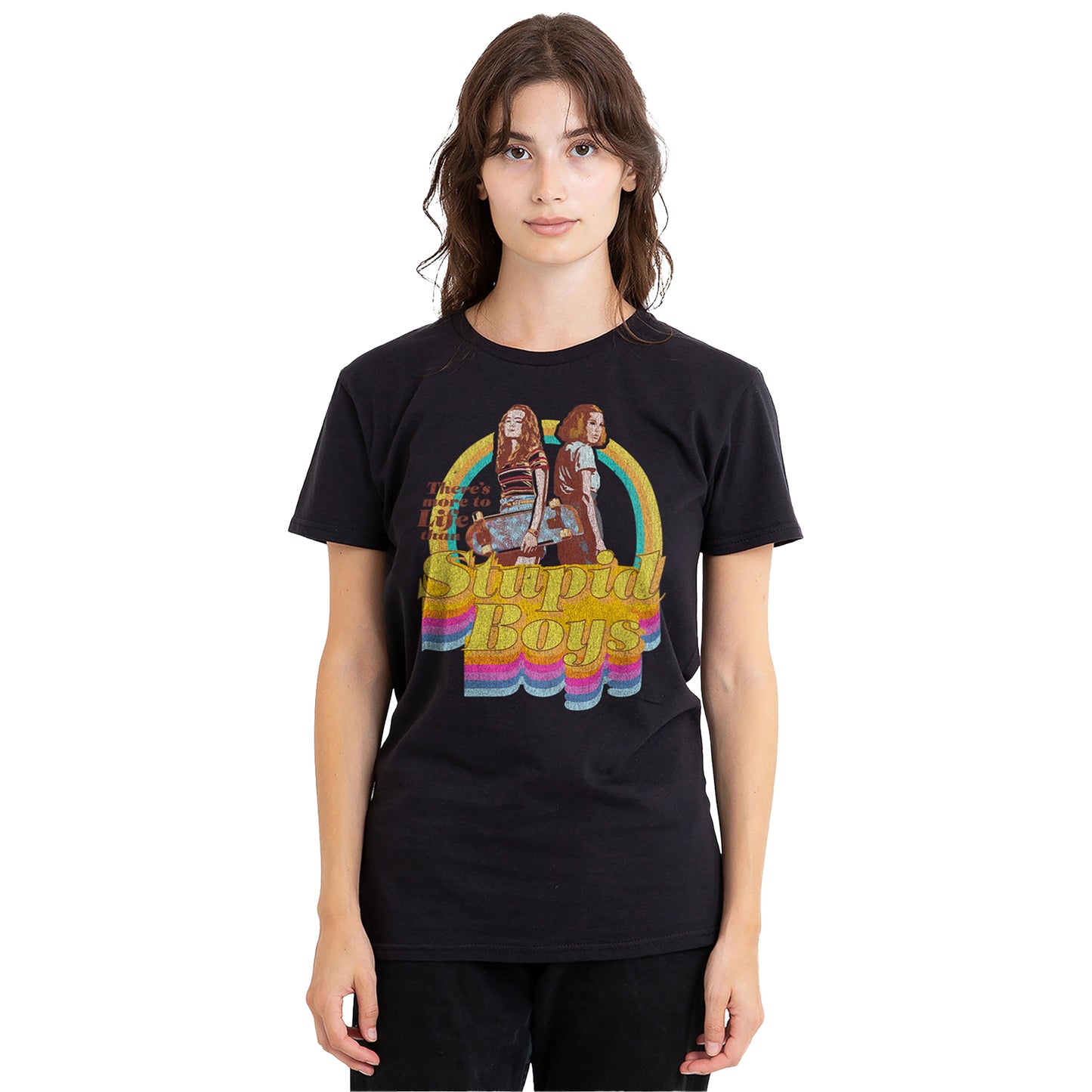 White - Front - Stranger Things Womens-Ladies Stupid Boys T-Shirt