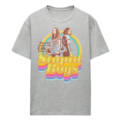 Athletic Heather - Front - Stranger Things Womens-Ladies Stupid Boys T-Shirt