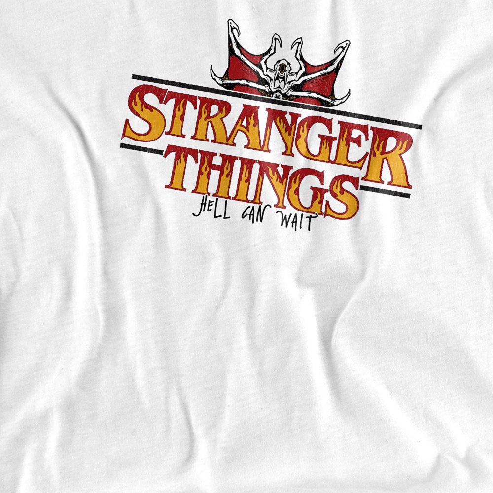 White - Side - Stranger Things Womens-Ladies Flame Logo T-Shirt