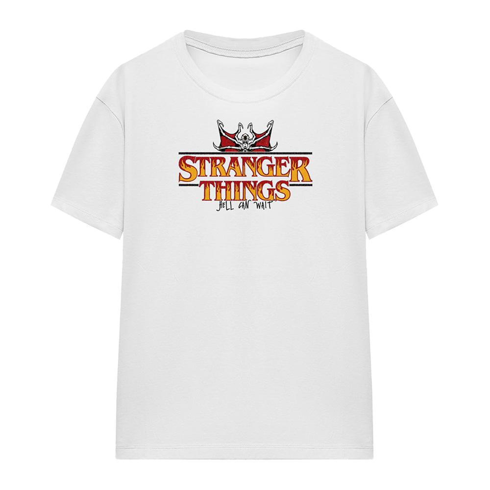 White - Front - Stranger Things Womens-Ladies Flame Logo T-Shirt
