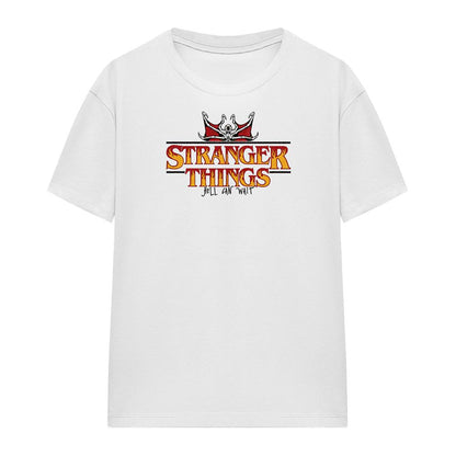 White - Front - Stranger Things Womens-Ladies Flame Logo T-Shirt