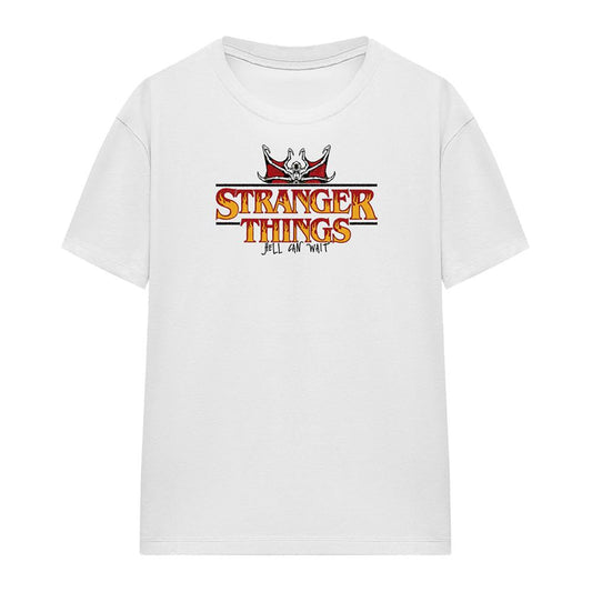 White - Front - Stranger Things Womens-Ladies Flame Logo T-Shirt