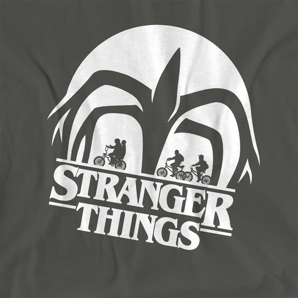 Charcoal - Side - Stranger Things Womens-Ladies Mindflayer Silhouette T-Shirt