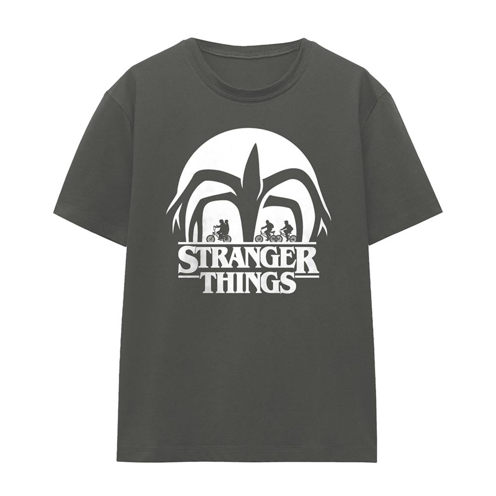 Charcoal - Front - Stranger Things Womens-Ladies Mindflayer Silhouette T-Shirt