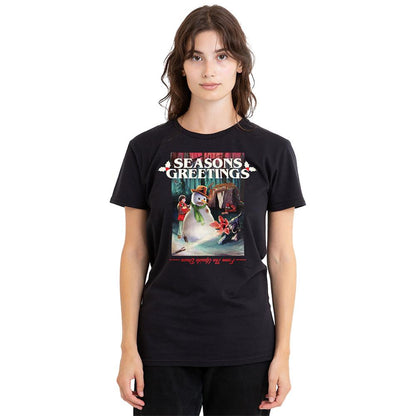 Black - Lifestyle - Stranger Things Womens-Ladies Seasons Greetings Snowman T-Shirt