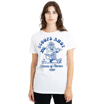 White - Lifestyle - Stranger Things Womens-Ladies Scoops Ahoy Retro T-Shirt