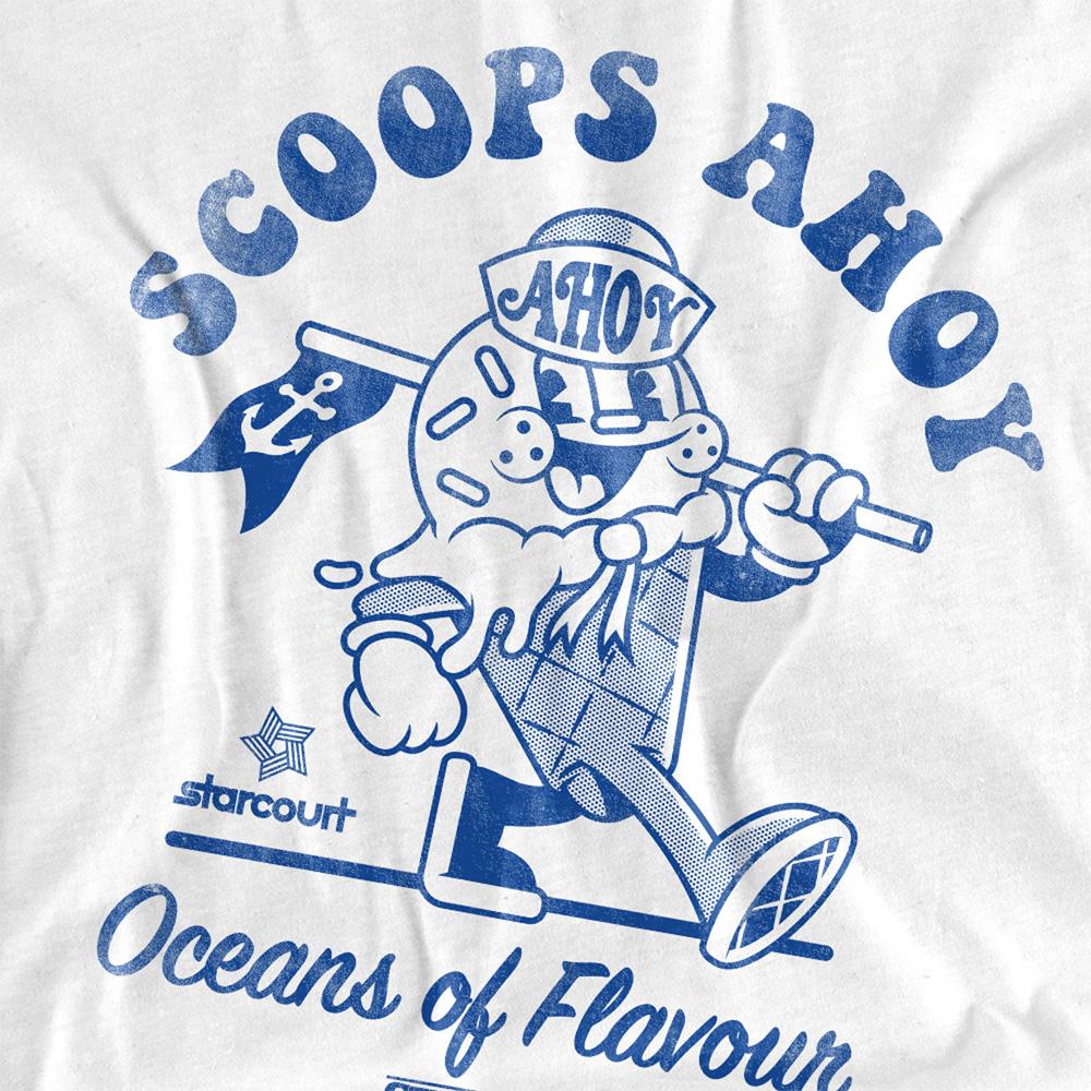 White - Side - Stranger Things Womens-Ladies Scoops Ahoy Retro T-Shirt