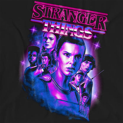 Black - Side - Stranger Things Womens-Ladies Retro Group T-Shirt