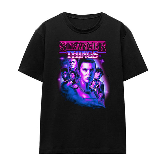Black - Front - Stranger Things Womens-Ladies Retro Group T-Shirt