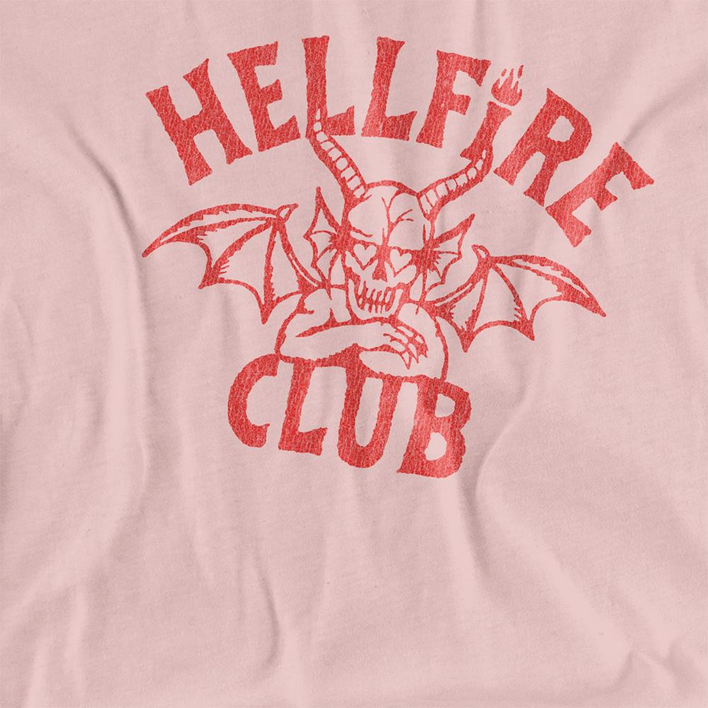 Pink - Side - Stranger Things Womens-Ladies Hellfire Club Tonal Logo T-Shirt