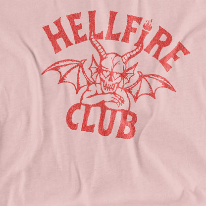 Pink - Side - Stranger Things Womens-Ladies Hellfire Club Tonal Logo T-Shirt