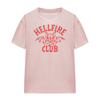 Pink - Front - Stranger Things Womens-Ladies Hellfire Club Tonal Logo T-Shirt