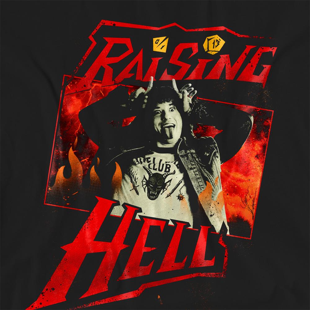 Black - Side - Stranger Things Womens-Ladies Raising Hell Eddie Munson T-Shirt