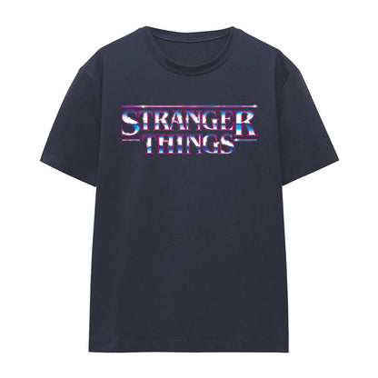 Deep Navy - Front - Stranger Things Womens-Ladies Chrome Logo T-Shirt