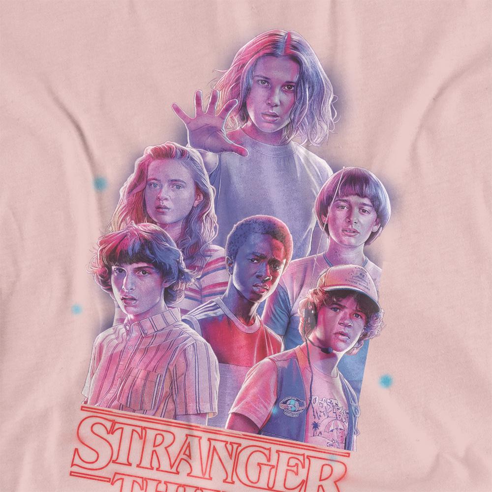 Pink - Side - Stranger Things Womens-Ladies Glow T-Shirt