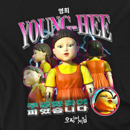 Black - Side - Squid Game Unisex Adult Season Two Young Hee Bootleg Long-Sleeved T-Shirt