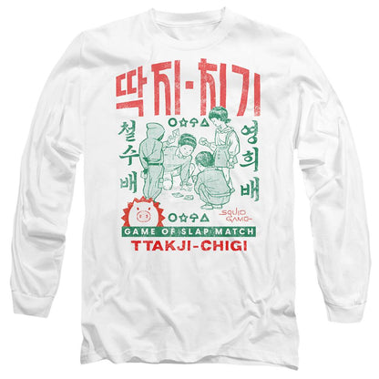 White - Front - Squid Game Unisex Adult Season Three Game Of Slap Match Korean Long-Sleeved T-Shirt