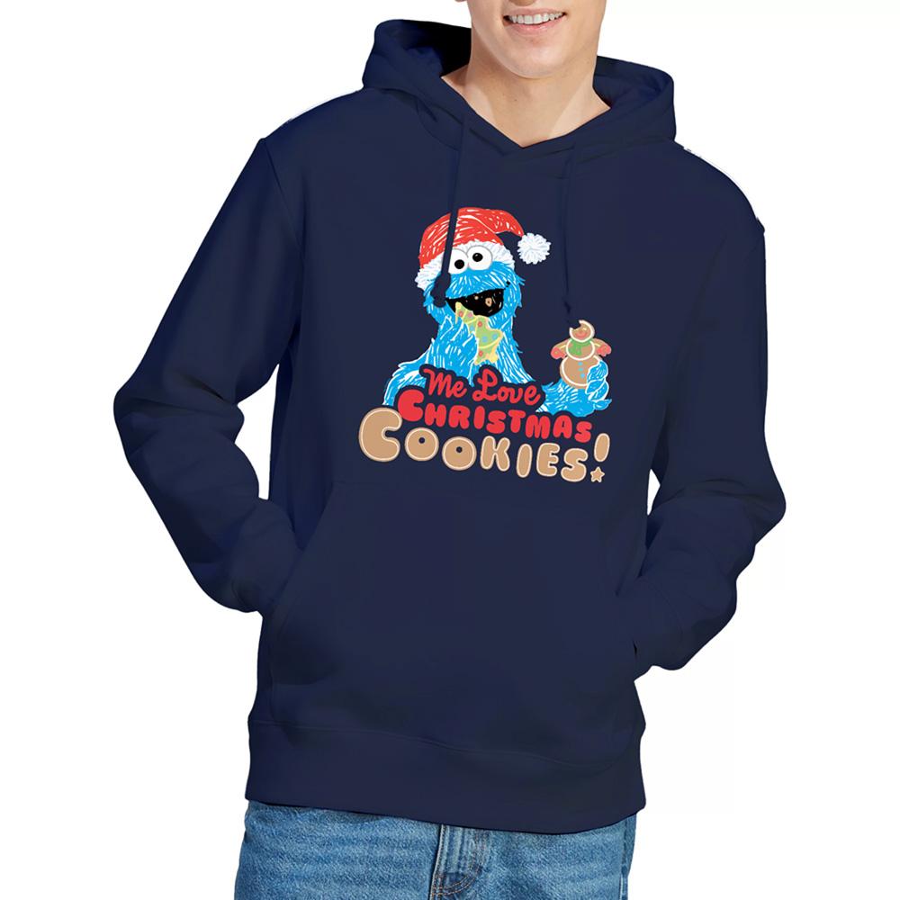 Navy - Lifestyle - Sesame Street Unisex Adult Me Love Christmas Cookies! Cookie Monster Hoodie