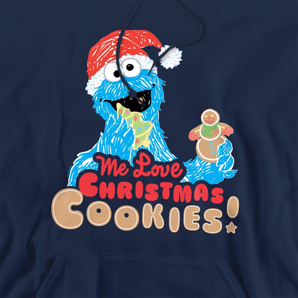 Navy - Side - Sesame Street Unisex Adult Me Love Christmas Cookies! Cookie Monster Hoodie