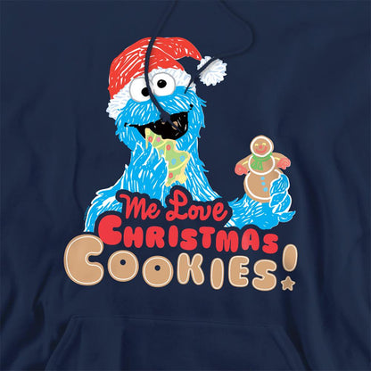 Navy - Side - Sesame Street Unisex Adult Me Love Christmas Cookies! Cookie Monster Hoodie