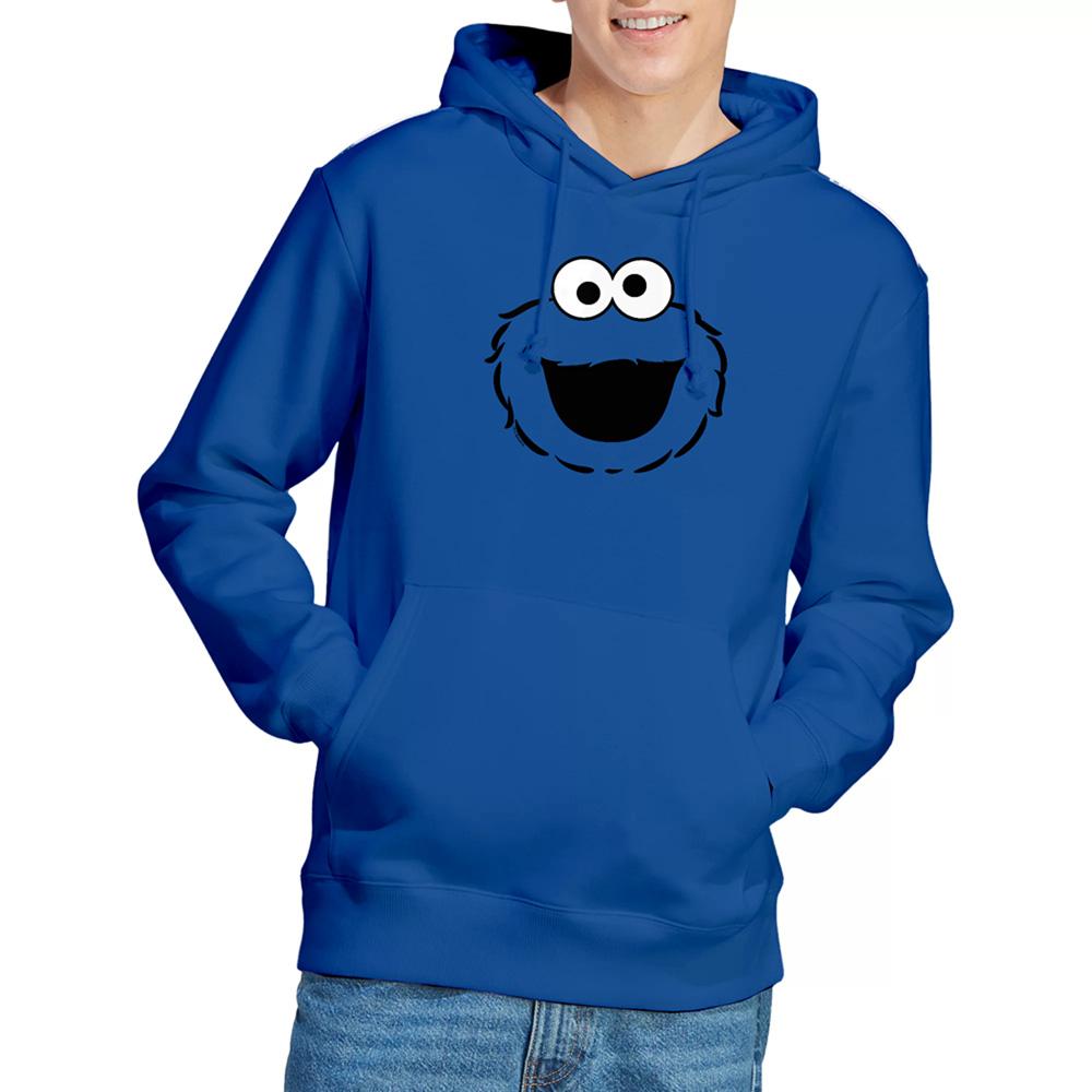 Royal Blue - Lifestyle - Sesame Street Unisex Adult Cookie Monster Face Hoodie