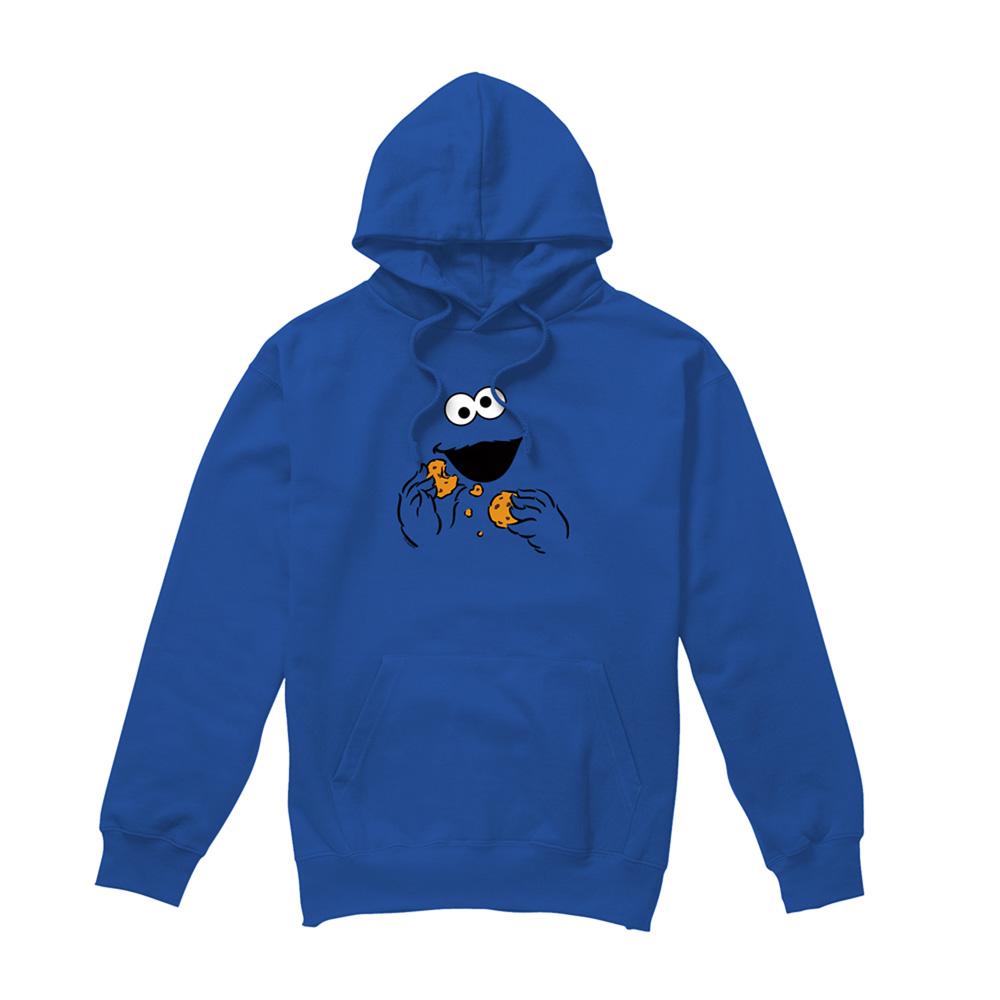 Royal Blue - Front - Sesame Street Unisex Adult Om Nom Cookie Monster Face Hoodie