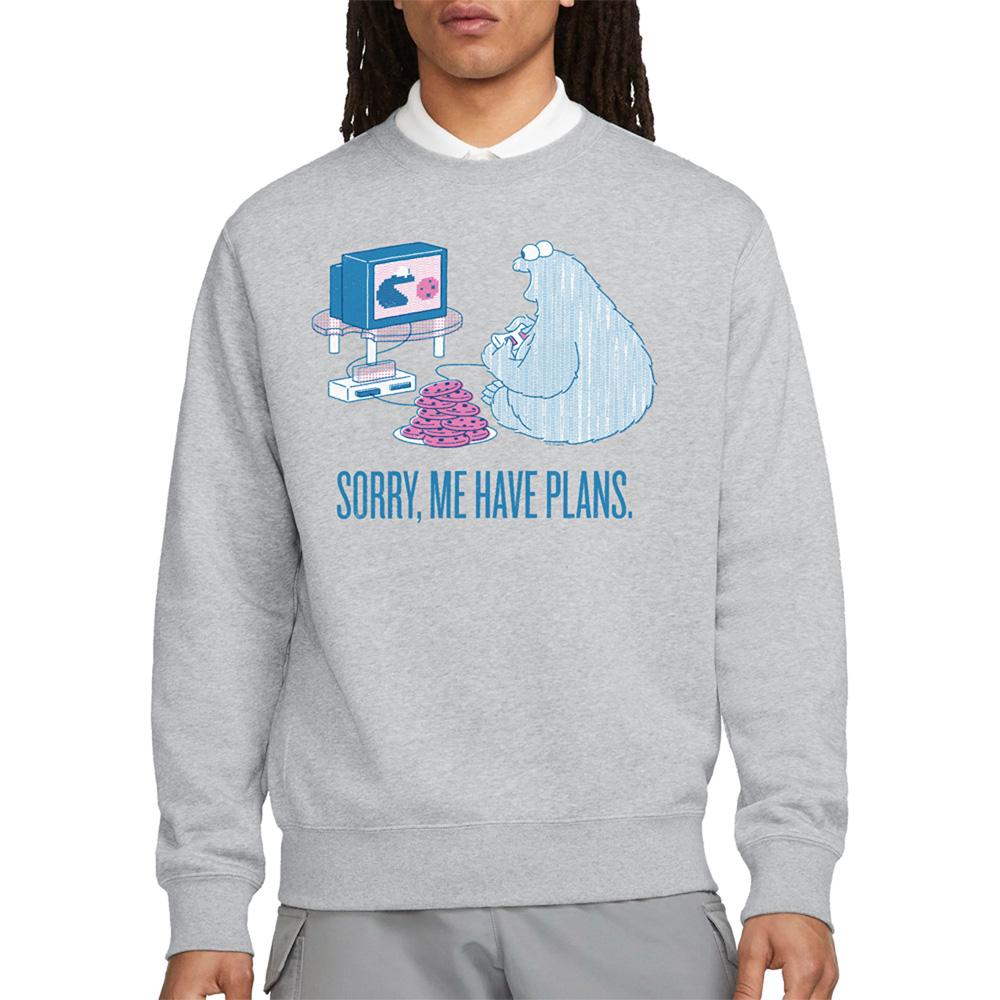 Athletic Heather - Lifestyle - Sesame Street Unisex Adult Me Have Plans Cookie Monster Sweatshirt