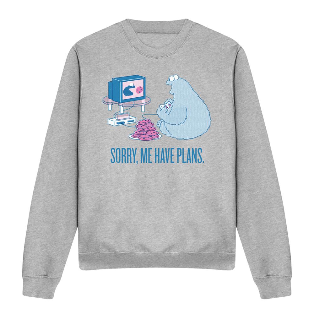 Athletic Heather - Front - Sesame Street Unisex Adult Me Have Plans Cookie Monster Sweatshirt