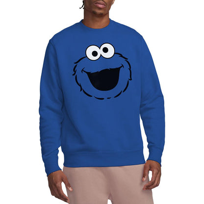 Royal Blue - Lifestyle - Sesame Street Unisex Adult Cookie Monster Face Sweatshirt