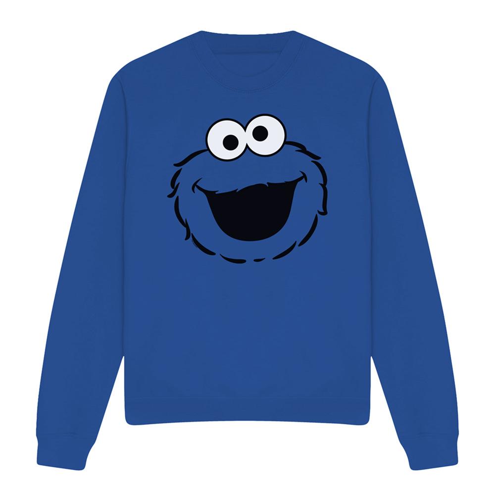Royal Blue - Front - Sesame Street Unisex Adult Cookie Monster Face Sweatshirt