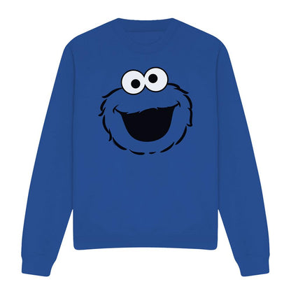 Royal Blue - Front - Sesame Street Unisex Adult Cookie Monster Face Sweatshirt