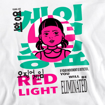 White - Side - Squid Game Unisex Adult Season Three Young Hee Red Light Sweatshirt