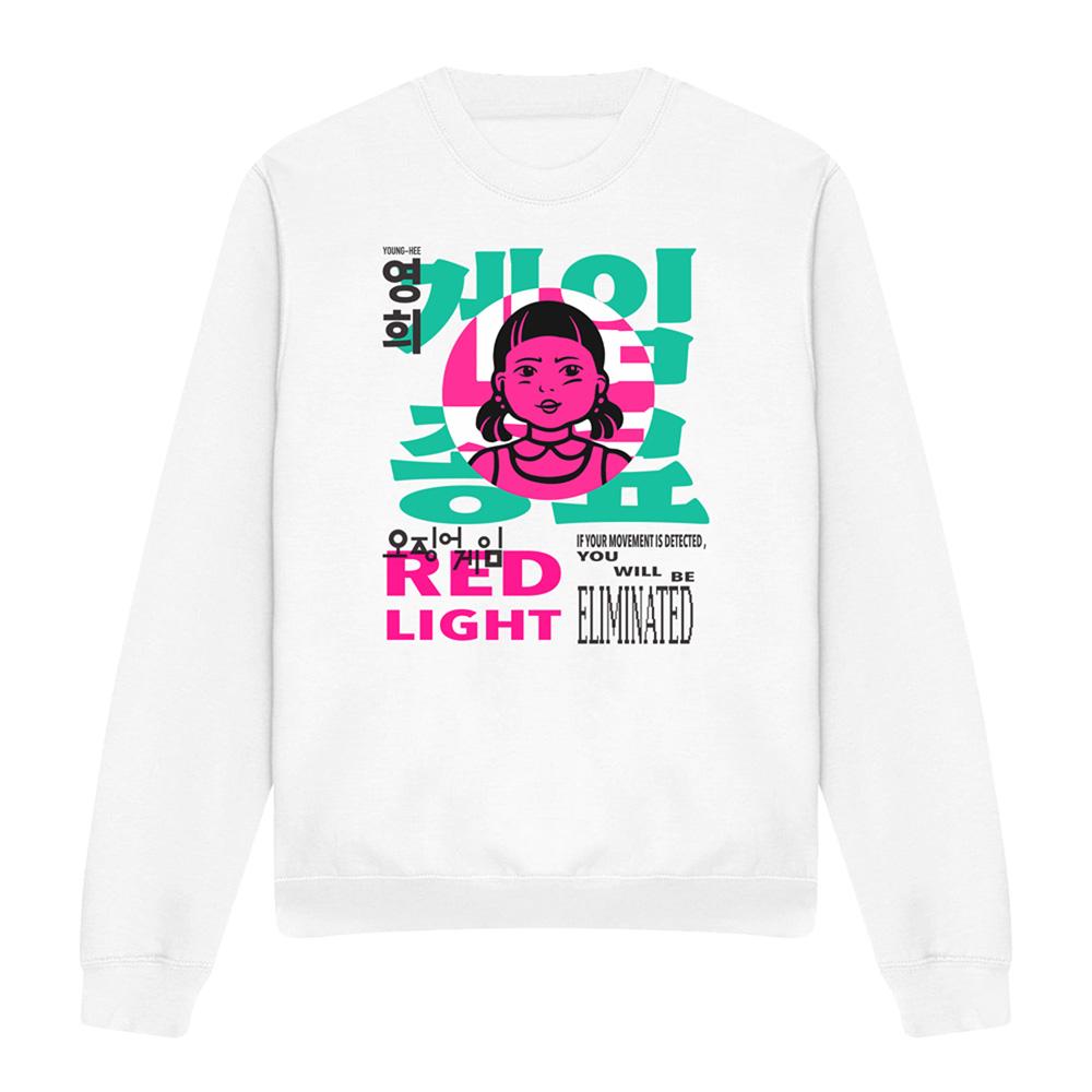 White - Front - Squid Game Unisex Adult Season Three Young Hee Red Light Sweatshirt