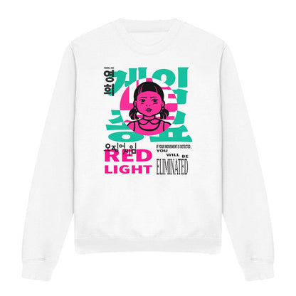 White - Front - Squid Game Unisex Adult Season Three Young Hee Red Light Sweatshirt