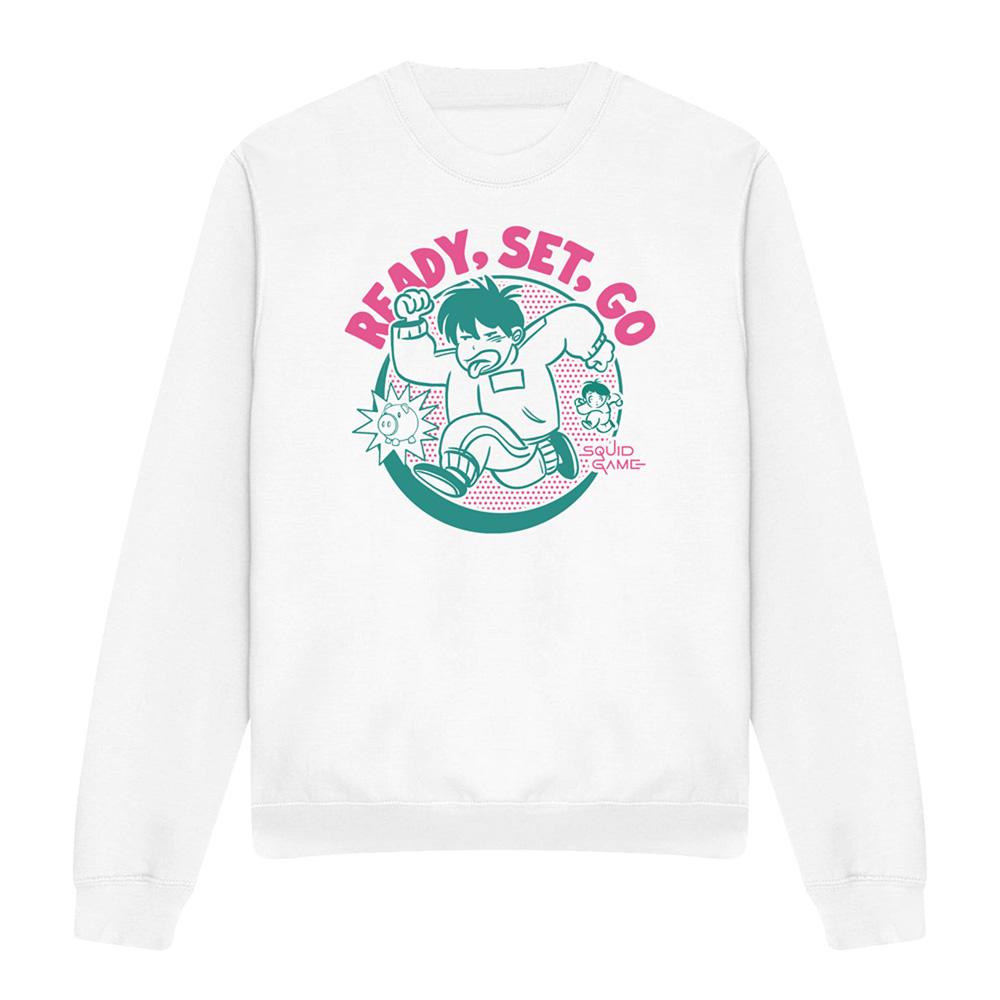 White - Front - Squid Game Unisex Adult Season Three Ready Set Go Sweatshirt