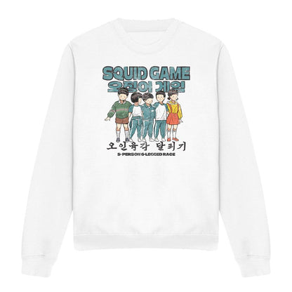 White - Front - Squid Game Unisex Adult Season Three 5 Person 6 Legged Race Sweatshirt