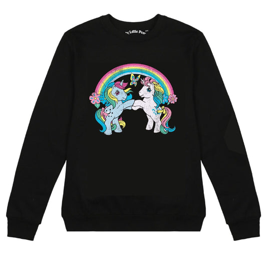 Black - Front - My Little Pony Womens-Ladies Butterfly Sweatshirt