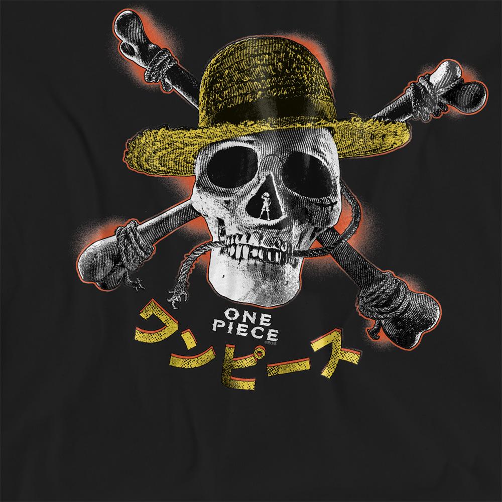 Black - Side - One Piece Womens-Ladies Jolly Roger Straw Hat T-Shirt