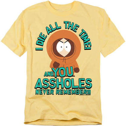 Banana Yellow - Front - South Park Unisex Adult You Assholes Never Remember! T-Shirt