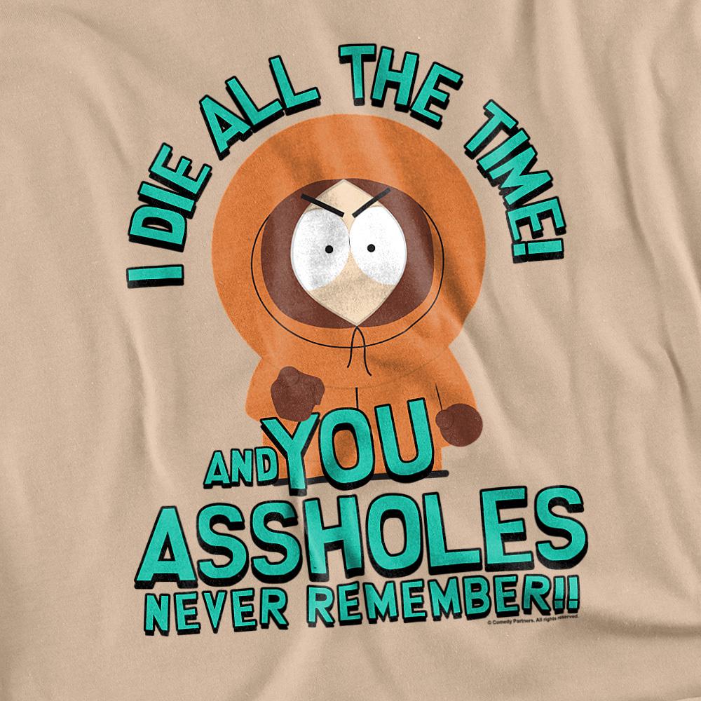Sand - Back - South Park Unisex Adult You Assholes Never Remember! T-Shirt