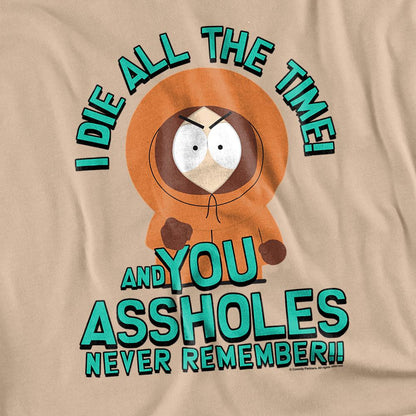 Sand - Back - South Park Unisex Adult You Assholes Never Remember! T-Shirt