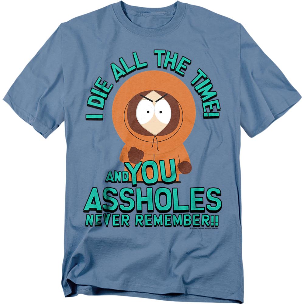 Carolina Blue - Front - South Park Unisex Adult You Assholes Never Remember! T-Shirt