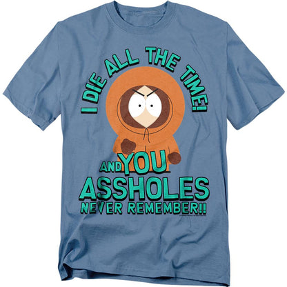 Carolina Blue - Front - South Park Unisex Adult You Assholes Never Remember! T-Shirt